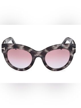 Tom Ford Marbled Gray Cat-Eye Sunglasses with Pink Gradient Lenses